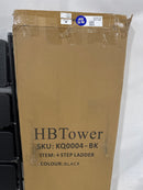 HBTOWER STEP LADDER FOLDING STEP STOOL WITH WIDE ANTI-SLIP PEDAL KQ0004 - BLACK - Like New