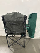 ARROWHEAD OUTDOOR XXL Folding Padded Camping Chair w/Cup & Wine Holder - Green - Like New