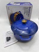 MUELLERHOME 6QT ENAMELED CAST IRON DUTCH OVEN WITH LID AND GOLD KNOB - AQUA BLUE - Like New