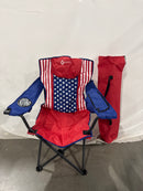 ARROWHEAD OUTDOOR PORTABLE FOLDING CAMPING QUAD CHAIR 6-CAN COOLER AMERICAN FLAG - Like New
