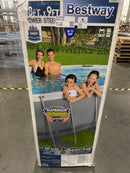 BESTWAY POWER STEEL 18' X 9' X 48" OVAL METAL FRAME ABOVE GROUND POOL - GRAY - Like New