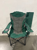 ARROWHEAD OUTDOOR XXL Folding Padded Camping Chair w/Cup & Wine Holder - Green - Like New