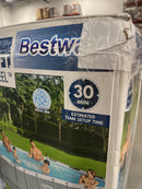 BESTWAY POWER STEEL 18' X 9' X 48" OVAL METAL FRAME ABOVE GROUND POOL - GRAY - Like New