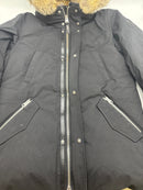 MACKAGE EDWARD-C 2-IN-1 DOWN PARKA, HOODED BIB, NATURAL FUR - SIZE 40 - BLACK - Like New