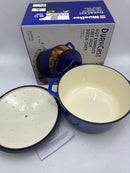 MUELLERHOME 6QT ENAMELED CAST IRON DUTCH OVEN WITH LID AND GOLD KNOB - AQUA BLUE - Like New