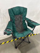 ARROWHEAD OUTDOOR Portable Folding Camping Quad Chair w/ 6-Can Cooler Green - Like New