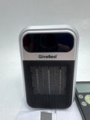 GIVEBEST 800W WALL OUTLET SPACE HEATER WITH REMOTE - SILVER/BLACK - Like New