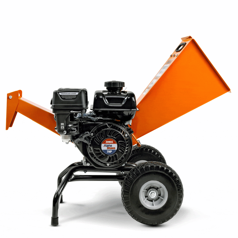 SuperHandy Compact Wood Chipper - 7HP Gas Engine, Adjustable Exit Chute, up to