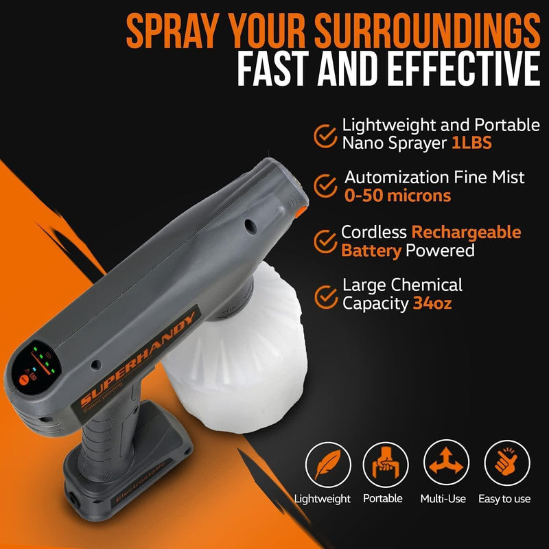 SuperHandy Electric Handheld ULV Electrostatic Sprayer - 12V 34Oz, For Cleaning,