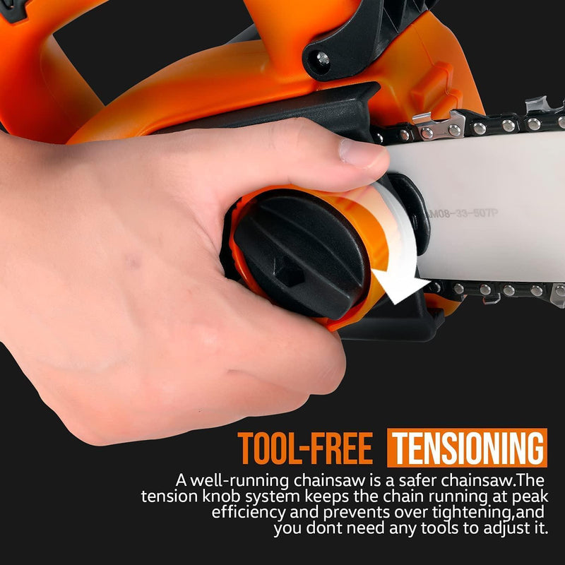 SuperHandy Mini Electric Chainsaw - 8" Bar 20V 2Ah Li-Ion Cordless Battery