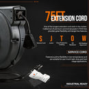 SuperHandy Mountable Retractable Extension Cord Reel - 12AWG x 75' Ft, 3