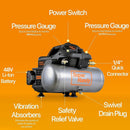 SuperHandy Portable Electric Compressor - 48V 2Ah Battery System, 2 Gal 135 PSI,