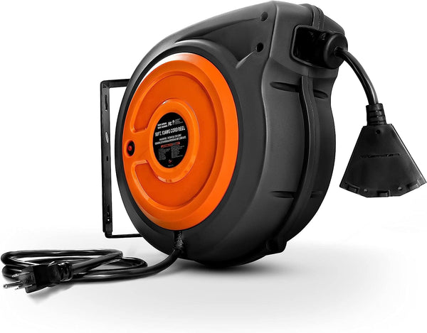 SuperHandy Retractable Extension Cord Reel - 12AWG x 50FT (Upgraded Design)